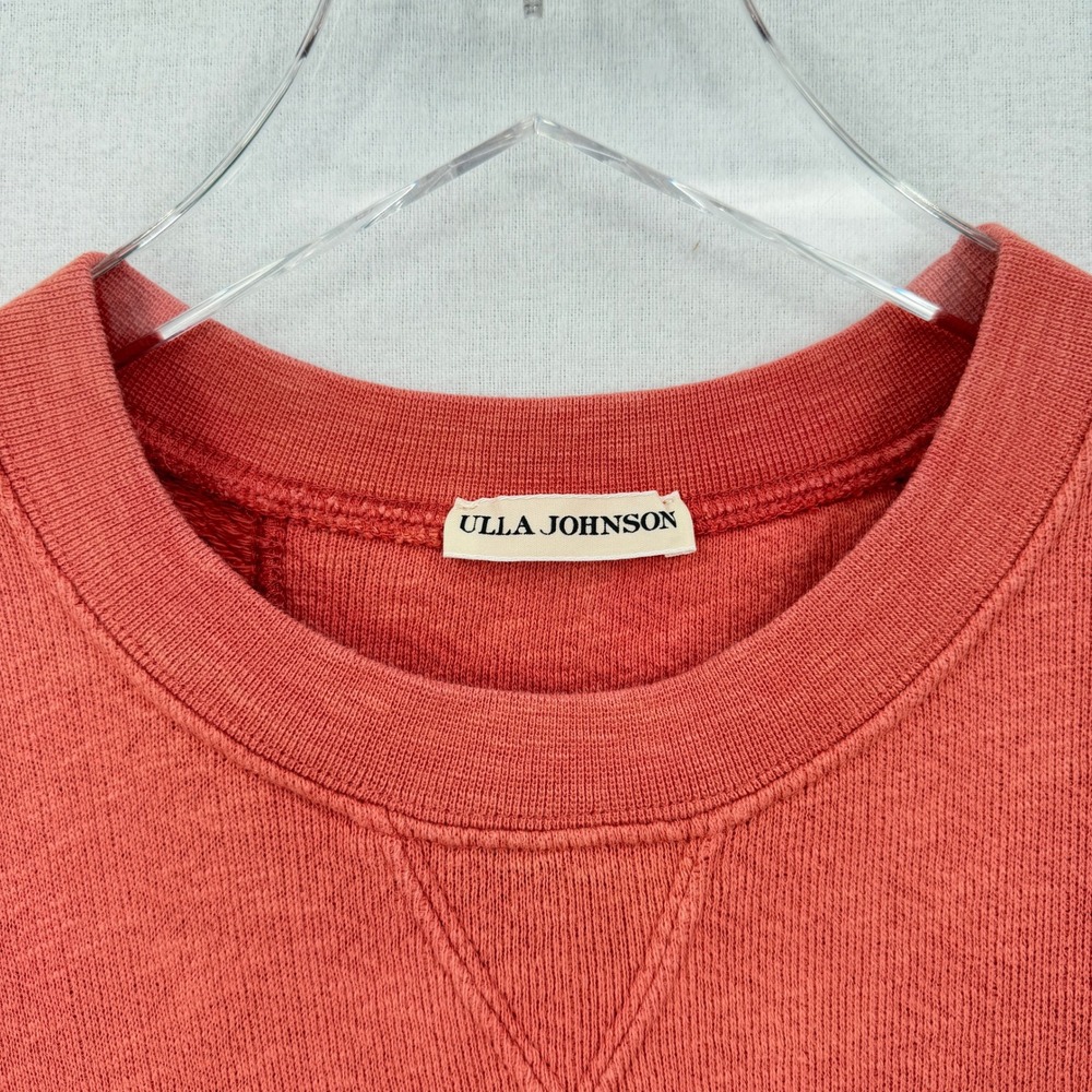 Ulla Johnson Sweatshirt Women Large Coral Pink Puff Sleeve Cotton Crewneck - Picture 9 of 12